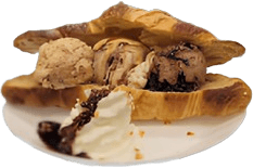 Croissant with three balls of Icecream